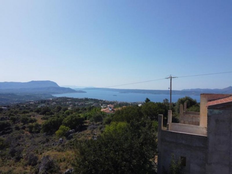 Drapanos Kreta, Drapanos: Rohbau mit Panoramablick auf das Meer und die Berge zu verkaufen Haus kaufen